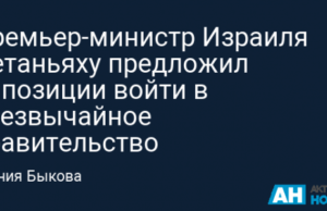 Премьер-министр Израиля Нетаньяху предложил оппозиции войти в чрезвычайное правительство